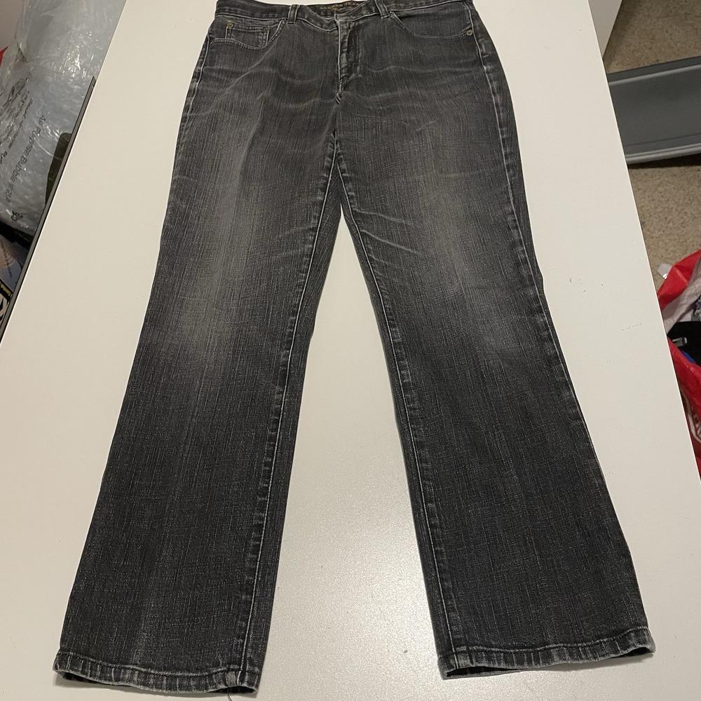 Lauren Jeans Co Ralph Lauren Women's Straight Leg Jeans Black Grey Wash Size 10